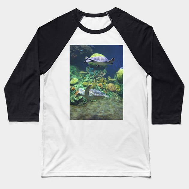 One Lane Each Way. Turtles at San Diego Aquarium. 2011 Baseball T-Shirt by IgorPozdnyakov